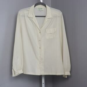 Vintage Silkhana by Lady Manhattan Blouse – Size 14 – Cream Button Front